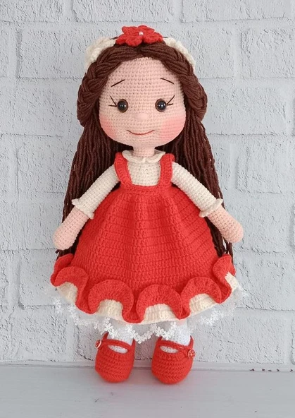 Kırmızı Merve Bebek Amigurumi Organik Oyuncak ürün görseli 1