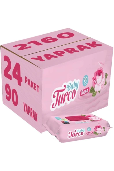 Baby Turco Islak Havlu 90 Yaprak Gül/rose 24 Lü Set 2160 Yaprak ürün görseli 1