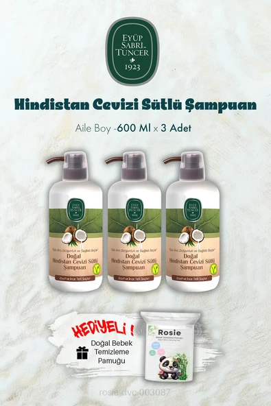 600 ML Hindistan Cevizi Sütlü Şampuan X 3 ve ROSIE Hediyeli ürün görseli 1