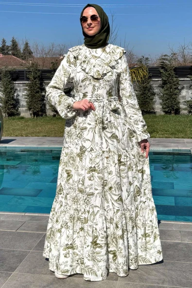 Botanik Elbise Yeşil - Resim 8