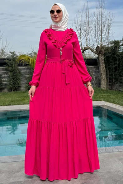Jale Elbise Pembe - Resim 6
