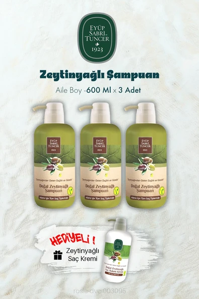 Zeytinyağlı Şampuan 600 ML X 3 ve Saç Kremi Hediyeli ürün görseli 1