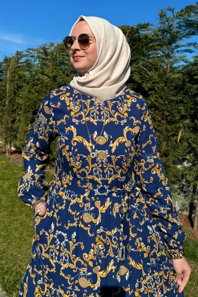 Hürrem Elbise Lacivert - Resim 4