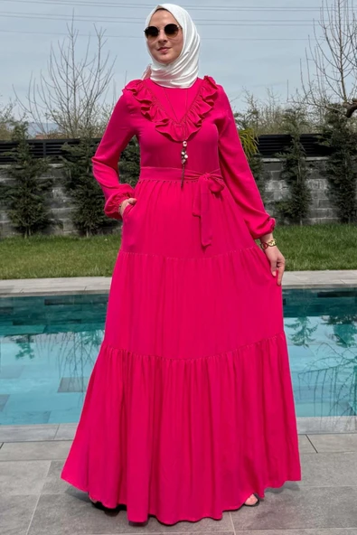 Jale Elbise Pembe - Resim 3