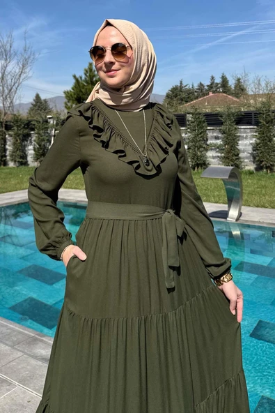 Jale Elbise Haki - Resim 4