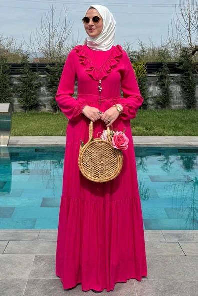 Jale Elbise Pembe - Resim 5