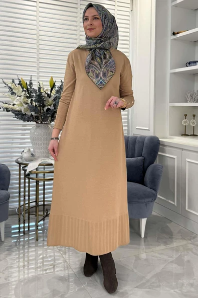 İsra Triko Elbise Bej ürün görseli 1