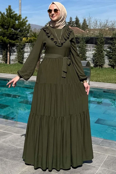 Jale Elbise Haki - Resim 7