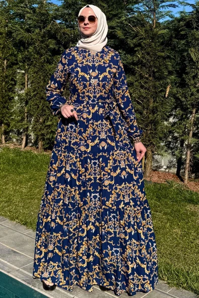 Hürrem Elbise Lacivert - Resim 6