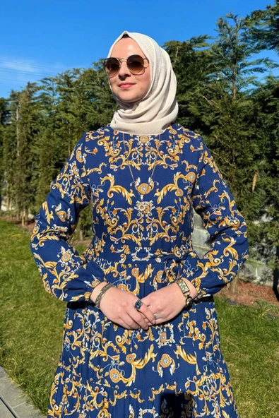 Hürrem Elbise Lacivert - Resim 2
