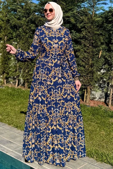Hürrem Elbise Lacivert - Resim 7