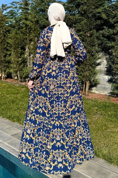Hürrem Elbise Lacivert - Resim 8