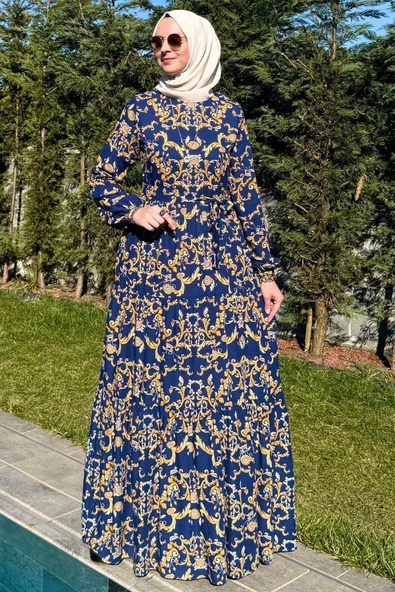 Hürrem Elbise Lacivert - Resim 5
