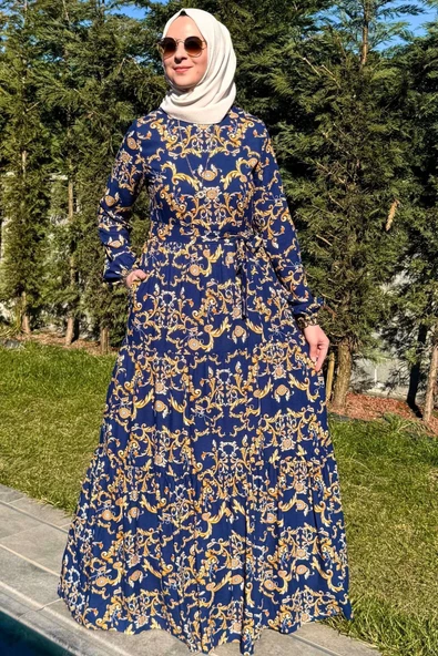 Hürrem Elbise Lacivert - Resim 3
