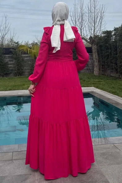 Jale Elbise Pembe - Resim 7