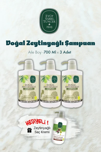 Zeytinyağlı Şampuan 700 ML X 3 ve Saç Kremi Hediyeli ürün görseli 1