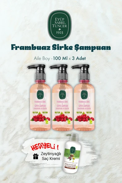 Frambuaz Sirke Şampuan 100 ML X 3 ve Saç Kremi Hediyeli ürün görseli 1