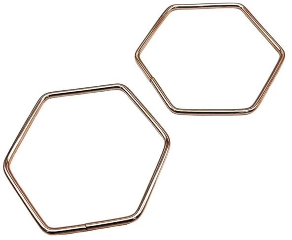 Çanta Aksesuar Gümüş Renk Altıgen Model Çift Metal Çanta Sapı ürün görseli 1