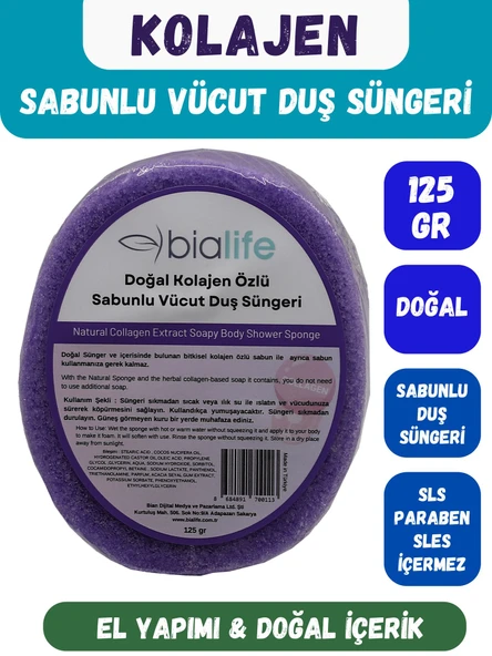 KOLAJEN Özlü Doğal El Yapımı Sabunlu Vücut Duş Süngeri - Bialife ürün görseli 1