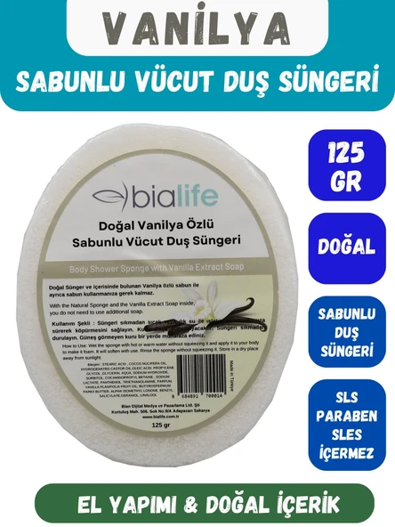 VANİLYA Özlü Doğal El Yapımı Sabunlu Vücut Duş Süngeri - Bialife ürün görseli 1