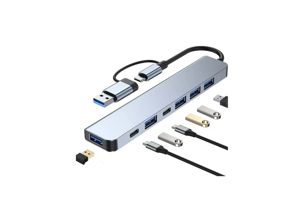 GABBLE GAB-TY701 ÇEVİRİCİ TYPE-C TO 3.0 7 IN 1 USB + HDTV 4K (C-19) ürün görseli 1