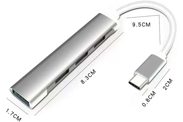 GABBLE GAB-TCUM20 SLİM 4 PORT TYPE-C USB 2.0 ÇOKLAYICI (C-01) ürün görseli 1