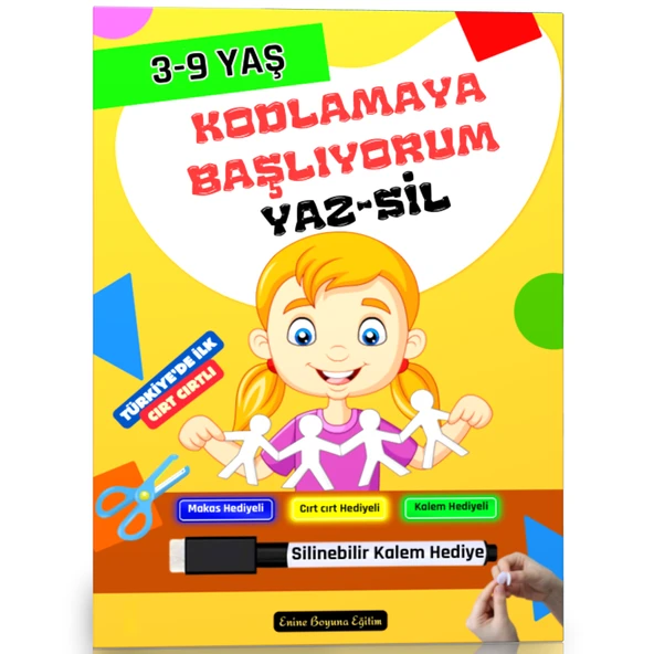 3-9 Yaş Kodlamaya Başlıyorum YAZ-SİL Kitabı ürün görseli 1