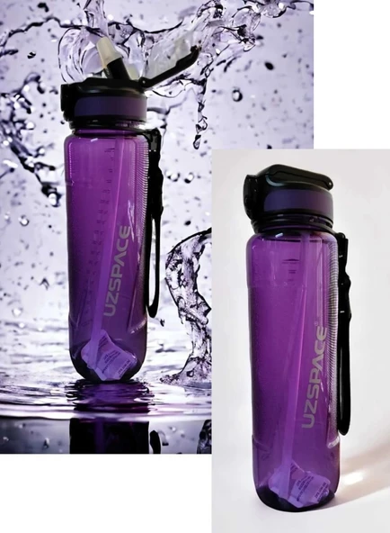 Vagonlife Uzspace Pipetli Büyük Boy Tritan Su Matarası 1000ml Mor ürün görseli 1