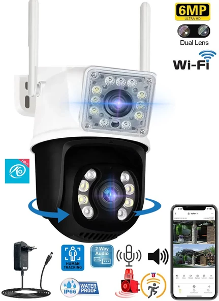 O-Kam 3012 Dual Lens 6MP Wifi Akıllı Kamera , Yapay Zeka, Gece Görüş, Karşılıklı Konuşma ürün görseli 1