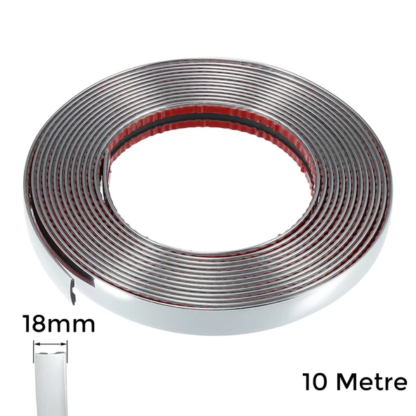 Yapışkanlı Nikelaj Şerit Bant Çıta 18mm 10 Metre Krom ürün görseli 1