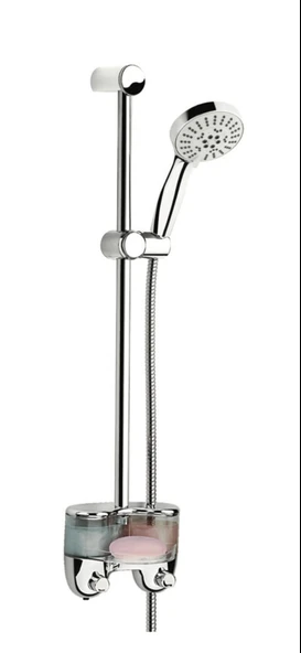 SÜRGÜLÜ DUŞ SETİ ŞAMPUANLIKLI + Ø22MM KROM KAPLI + 5 FONKSİYONLU ürün görseli 1