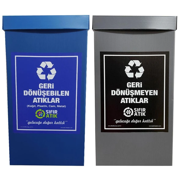 Geri Dönüşüm Kutusu 2Li Ø36*78Cm Gen:76,5Cm ürün görseli 1