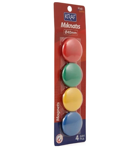 Kraf Yuvarlak Renkli Mıknatıs 40Mm 4Lü - 2 paket ürün görseli 1