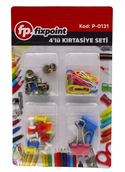 Fixpoint Kırtasiye Seti Mantar Çivisi,Raptiye,Kıskaç,Ataş - 3 paket ürün görseli 1