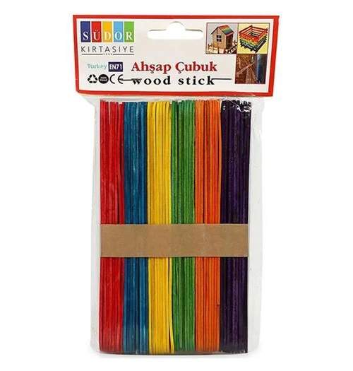 Südor Ahşap Dil Çubuğu Renkli Küçük - 3 paket ürün görseli 1