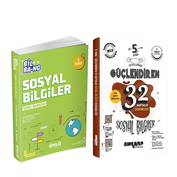 Ünlü Yayıncılık 5.Sınıf Bil Bang Sosyal Bilgiler Soru Bankası ve Ankara 32 Haftalık Deneme Seti 2 Kitap ürün görseli 1