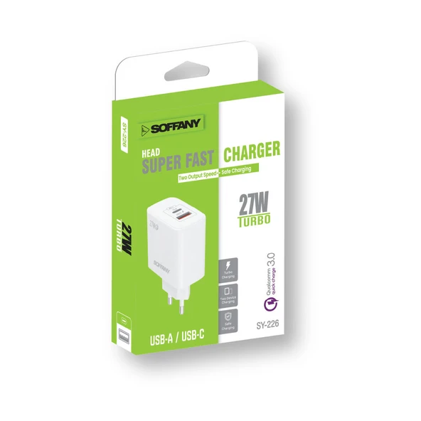 Soffany SY-226 Usb-A to Usb-C şarj başlığı ürün görseli 1