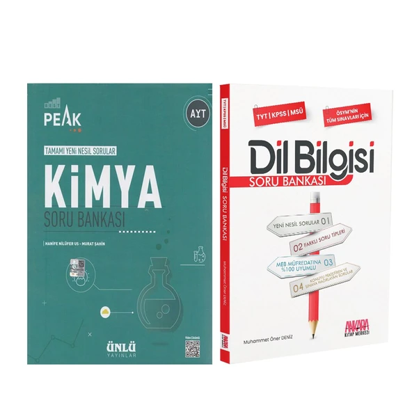 Ünlü Yayıncılık AYT Kimya Best Peak ve AKM Dil Bilgisi Soru Bankası Seti 2 Kitap ürün görseli 1
