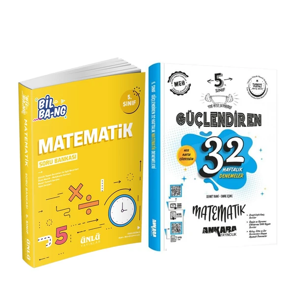 Ünlü Yayınları 5.Sınıf Bil Bang Matematik Soru Bankası ve Ankara 32 Haftalık Deneme Seti 2 Kitap ürün görseli 1