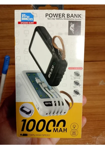 Powerbank 10000 Mah Kendinden Kablo Güneş Enerjili 4xusb LCD Göstergeli ürün görseli 1