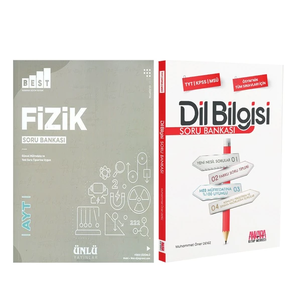Ünlü Yayıncılık AYT Fizik BEST ve AKM Dil Bilgisi Soru Bankası Seti 2 Kitap ürün görseli 1