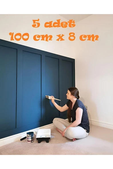SLY-Iskandinav Duvar Çıtası 5 Adet 100 Cm x 8 Cm Dekoratif Duvar Çıtası Boyanabilir Duvar Dekoru Efsane ürün görseli 1