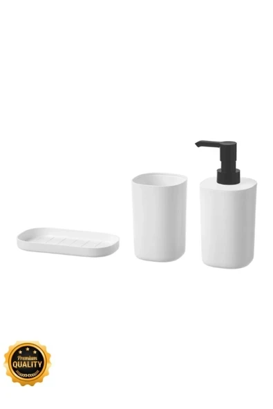 Storavan Banyo Aksesuar Seti Sıvı Sabunluk Katı Sabunluk Diş Fırçalık 3lü Set ürün görseli 1
