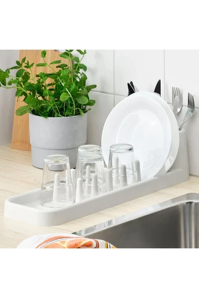 STAMLING 48 cm Beyaz Bulaşıklık Çatal Bıçaklık Tabak Bardak Standı ürün görseli 1