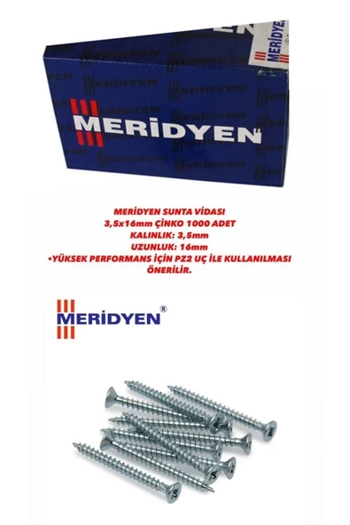 Sunta Vidası 3,5x16 Mm Çinko 1000 Adet ürün görseli 1