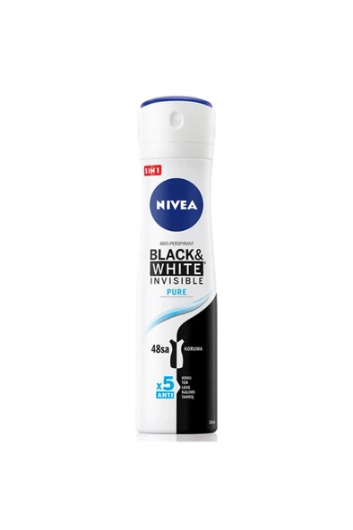 NIVEA Invisible Pure Black & White Kadın Deodorant Sprey 150 ml ürün görseli 1