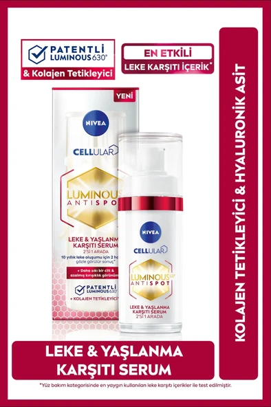 NIVEA Luminous630 Leke Ve Yaşlanma Karşıtı Serum 30ml, Kolajen Tetikleyici, Hyaluronik Asit, Sıkılaştırıcı ürün görseli 1