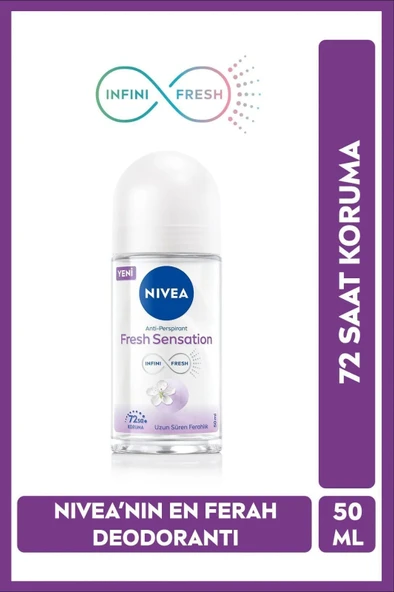 NIVEA Kadın Roll-on Deodorant Fresh Sensation 50ml, Ter Kokusuna Karşı 72 Saat Koruma, Ferahlık ürün görseli 1