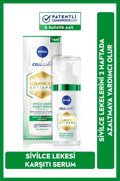 NIVEA Luminous630 Sivilce Lekesi Karşıtı Serum 30ml, Salisilik Asit Hyaluronik Asit, Yağlı Ciltler ürün görseli 1