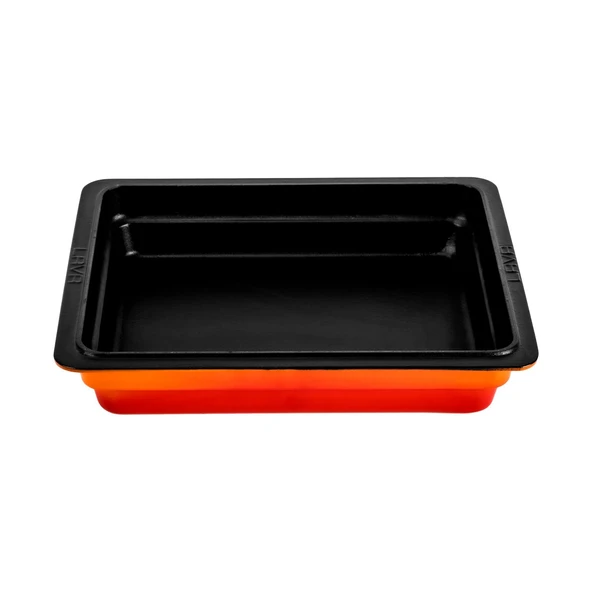 Lava Döküm Dikdörtgen 1/2 Gastronomi Küvet Ölçü 26x33cm.  Turuncu ürün görseli 1